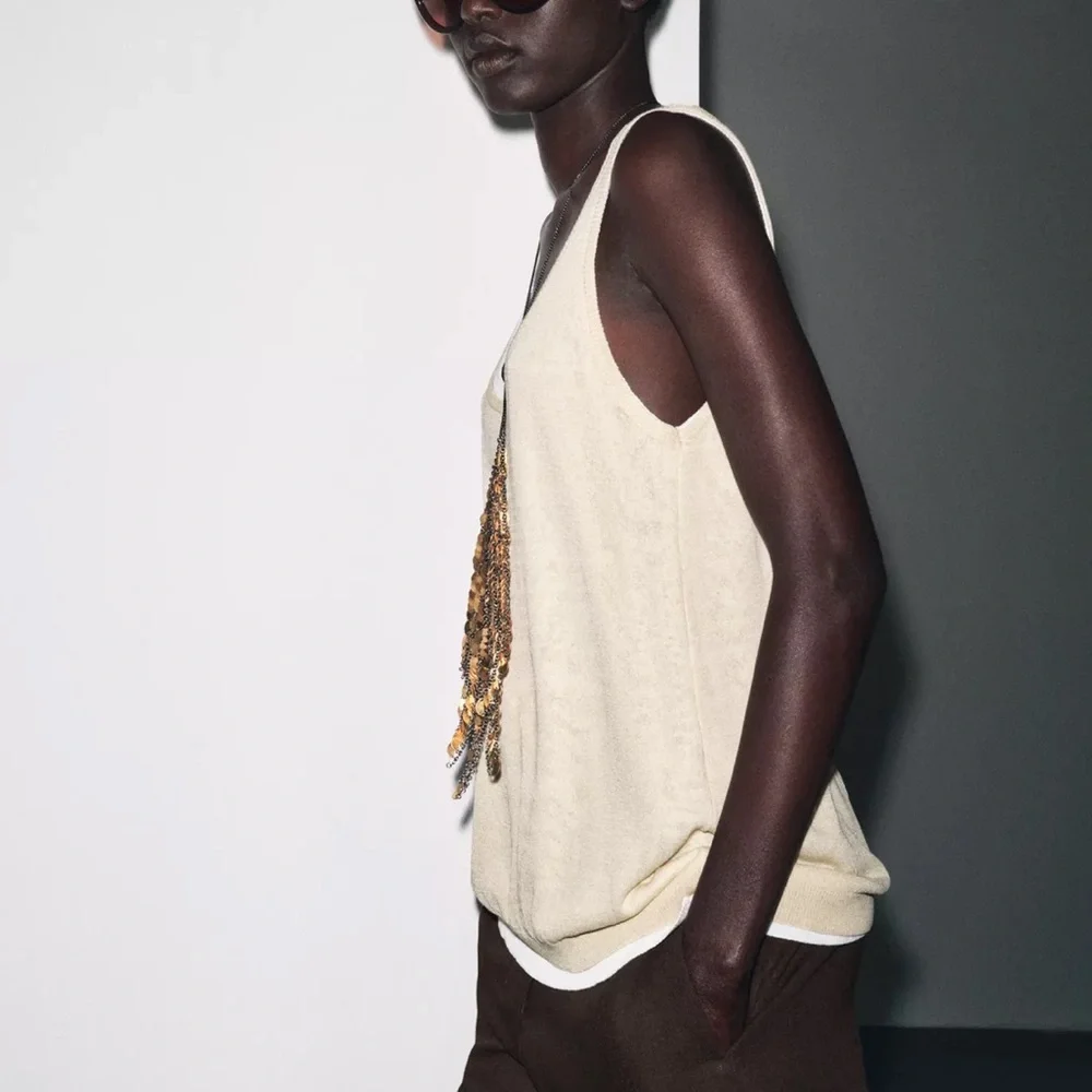 ❗️LAST DAY 3/21❗️WILL BE REMOVED❗️Zara Double Layered Cream Tank Top - Picture 3 of 7